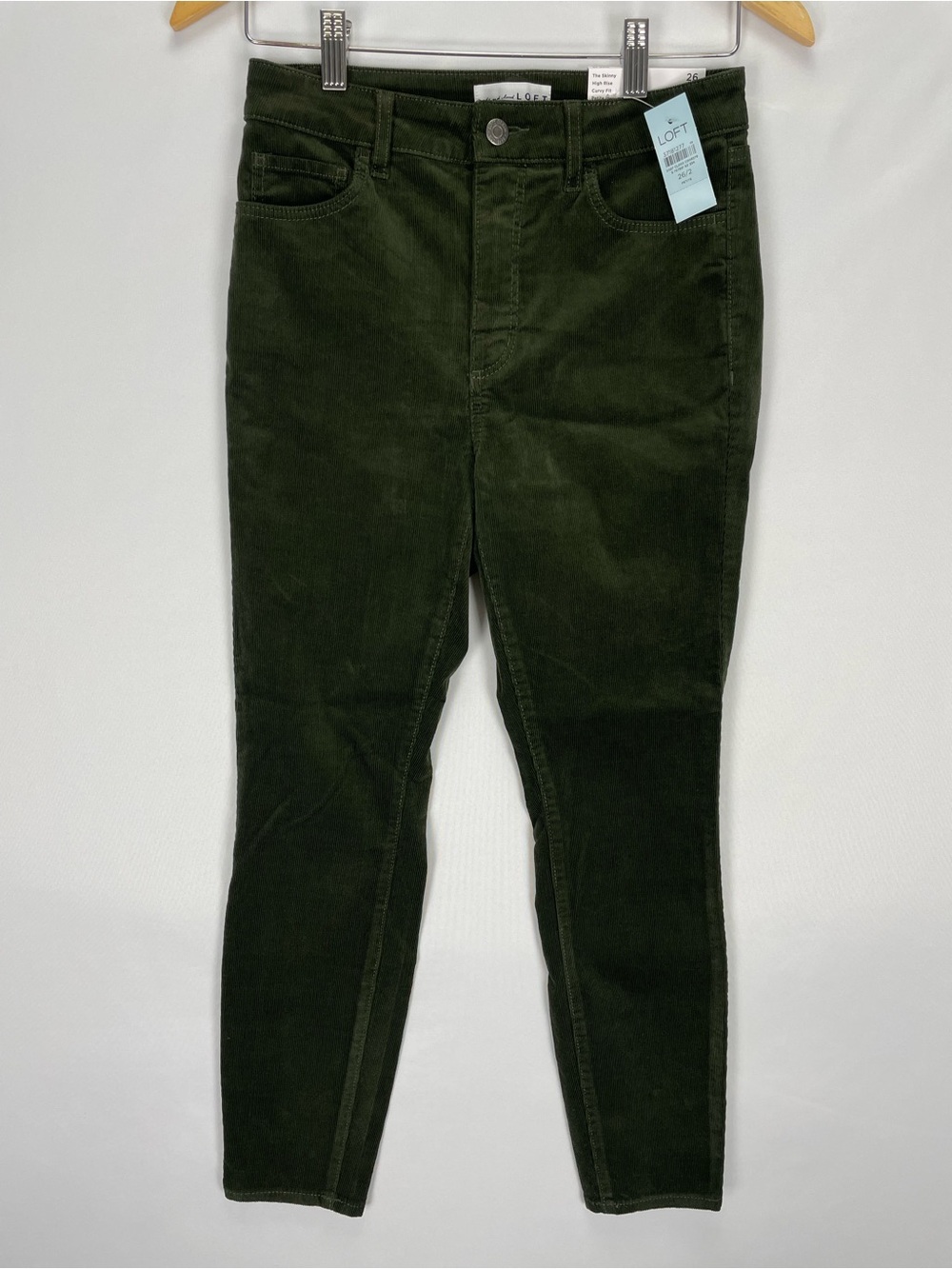 Ann Taylor LOFT Women’s Corduroy Pants Modern Skinny Size 26/2 Petite Dark Green